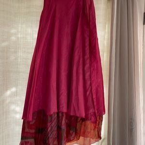 Wrap around silk long skirt